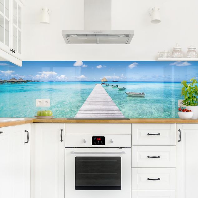 Panel szklany do kuchni Wakacje w tropikach