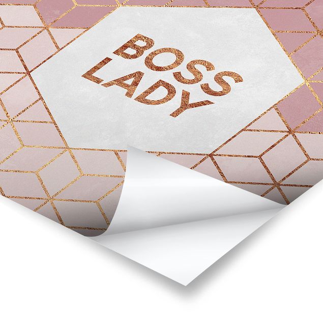 Plakaty abstrakcja Boss Lady Hexagons Pink