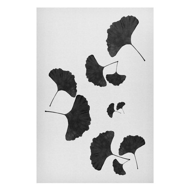 Obrazy do salonu nowoczesne Kompozycja z miłorzębu japońskiego w czerni i bieli
