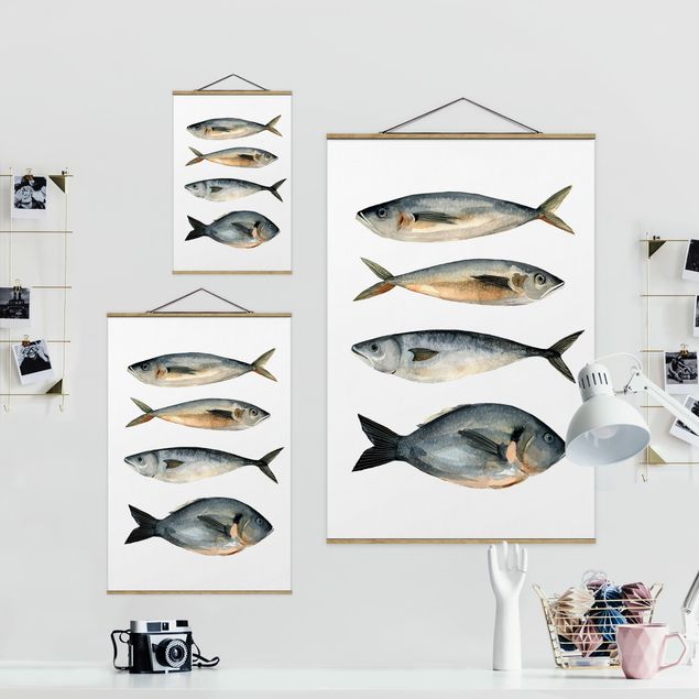 Obrazy na ścianę Cztery ryby w akwareli I