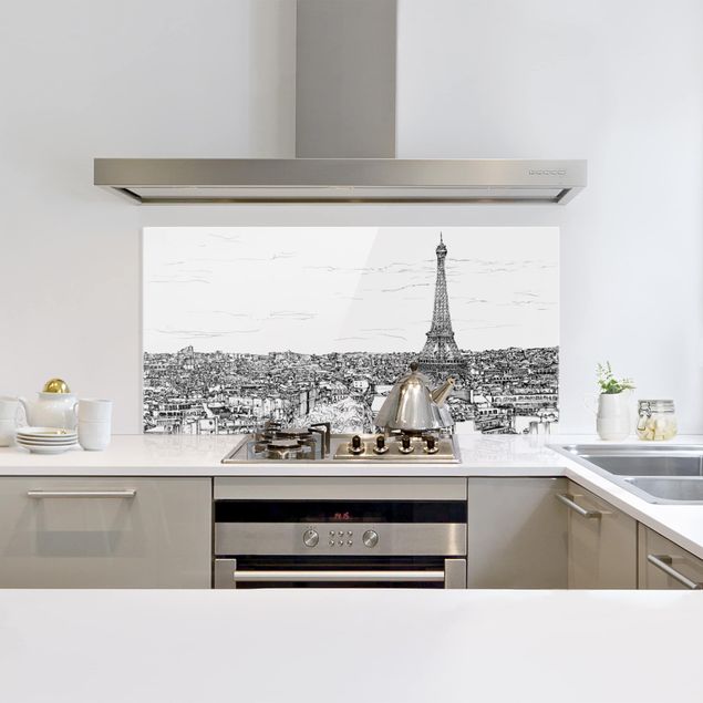Panele szklane do kuchni Studium miasta - Paryż