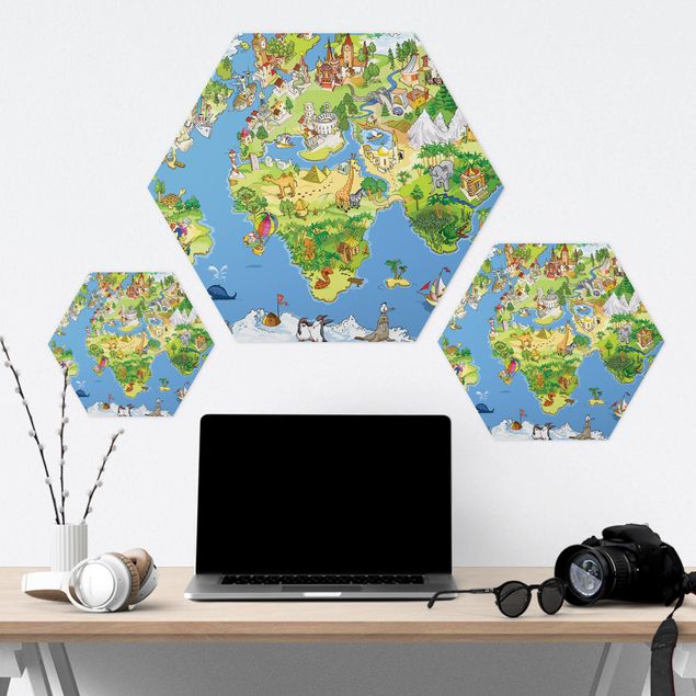 Obraz heksagonalny z Forex - Wielka i śmieszna mapa świata