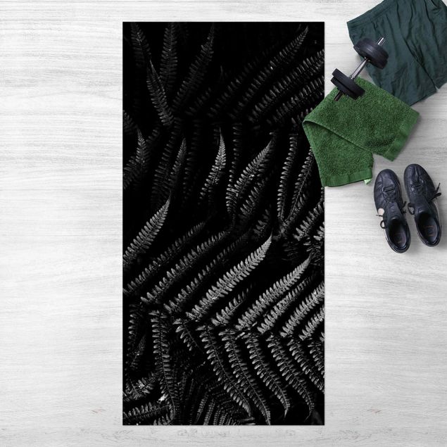 dywany zewnętrzne tarasowe czarno-biały paproć botaniczna
