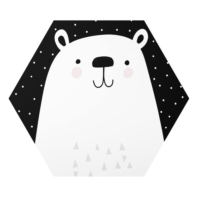 Obrazki czarno białe Park zwierząt z wzorami - Niedźwiedź polarny