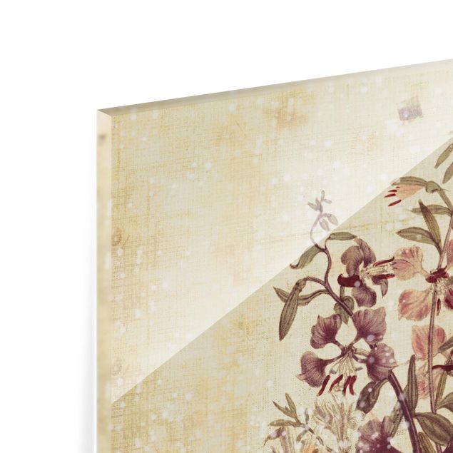 Panel szklany do kuchni - Vintage floral Linen Look