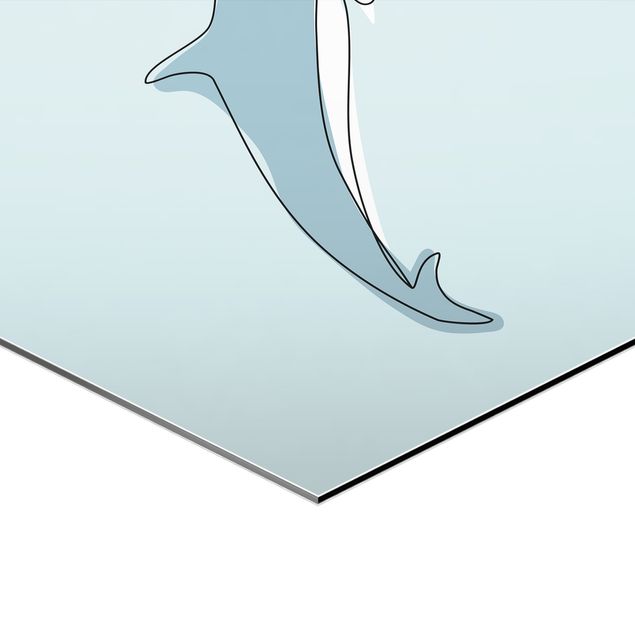 Obraz heksagonalny z Alu-Dibond 3-częściowy - Dolphin Turtle Seahorse Line Art
