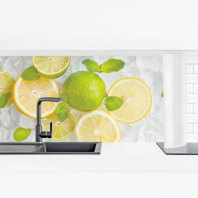 Panel ścienny do kuchni - Owoce cytrusowe na kostkach lodu