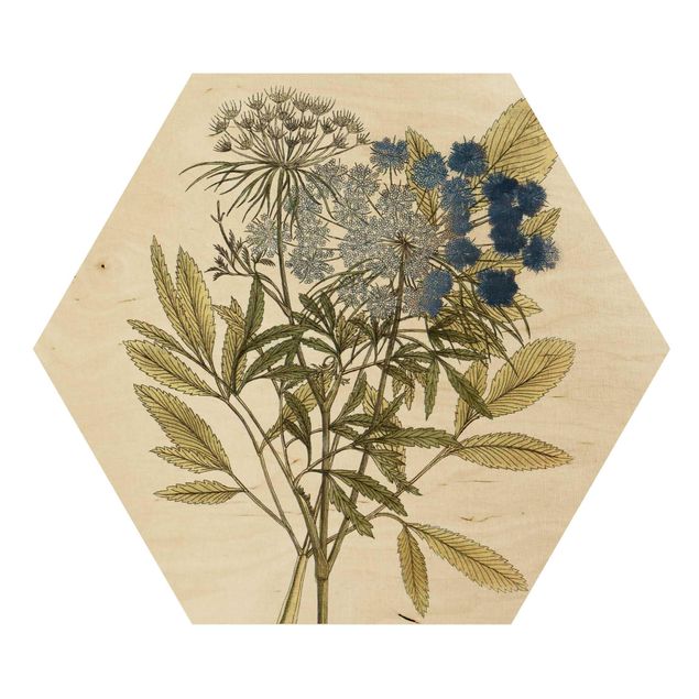 Obraz heksagonalny z drewna - Dzikie zioła tablica I