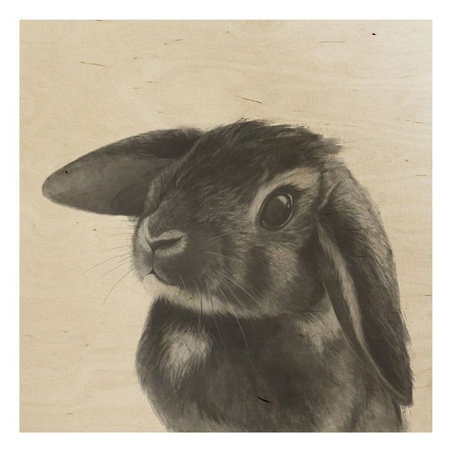 Obrazy na ścianę Ilustracja królik czarno-biały rysunek