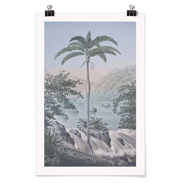 Obrazy vintage Ilustracja w stylu vintage - Pejzaż z drzewem palmowym