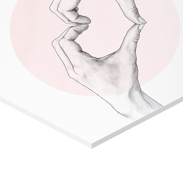 Obrazy Ilustracja Serce Dłonie Koło Różowy Biały