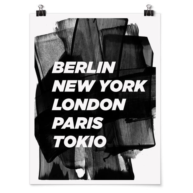Obrazy z napisami Berlin Nowy Jork Londyn