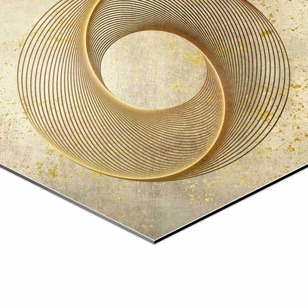 Obraz heksagonalny Koło sztuki liniowej Spirala złota