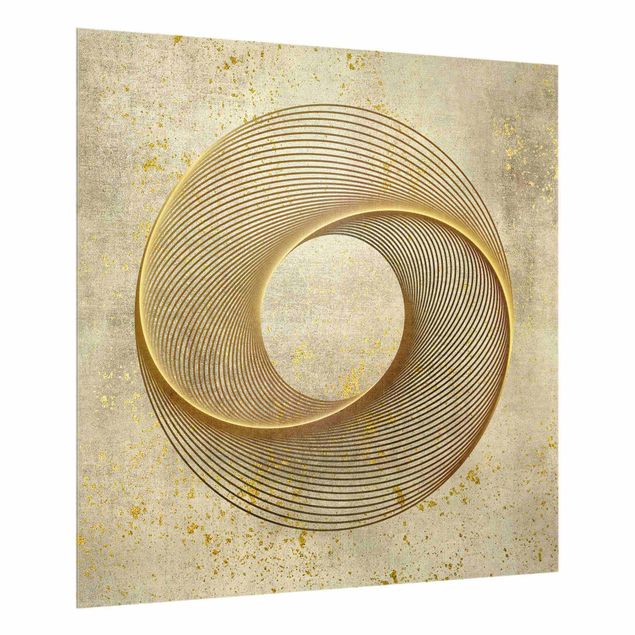 Panele szklane do kuchni Line Art Circling Spirale Gold