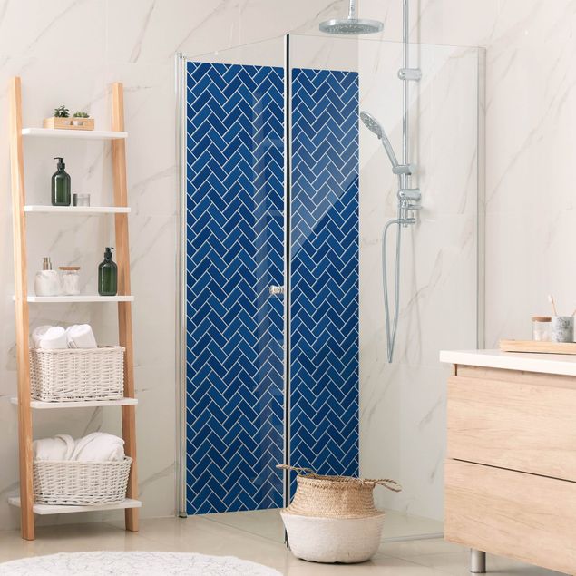Panele ścienne do łazienki Fish Bone Tiles - Blue