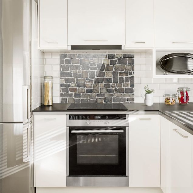 Panel szklany do kuchni Mur z kamienia naturalnego
