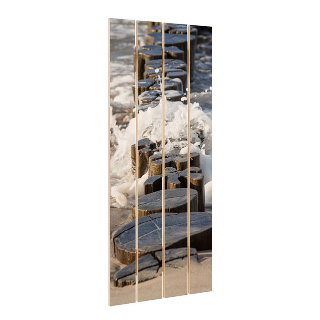 Obraz z drewna - Łamacz fal na plaży