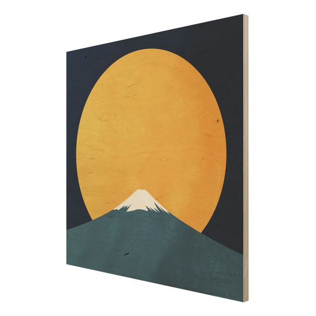 Obrazy drewniane Słońce, księżyc i góry