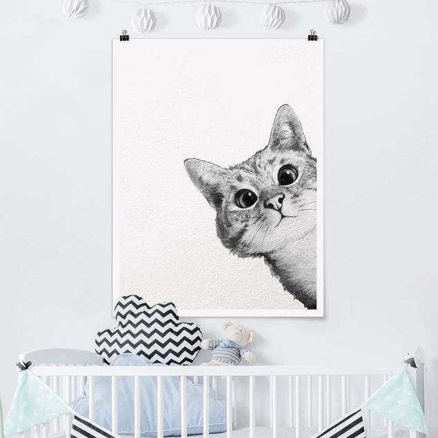 Dekoracja do kuchni Ilustracja kota Rysunek czarno-biały