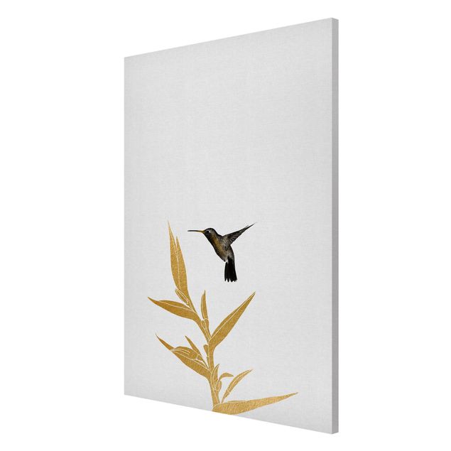 Obrazy nowoczesne Koliber i złoty kwiat tropikalny II