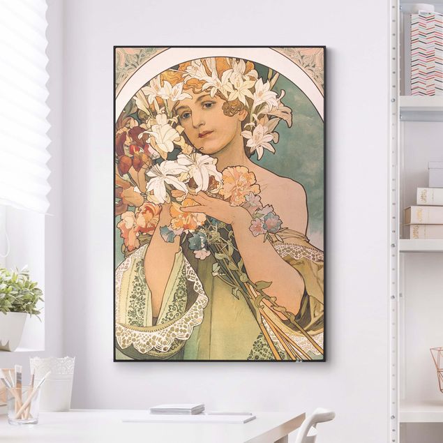 Nowoczesne obrazy do salonu Alfons Mucha - Kwiat