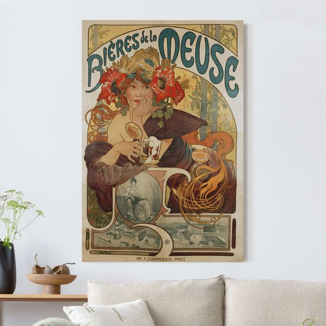 Nowoczesne obrazy do salonu Alfons Mucha - Plakat piwa La Meuse