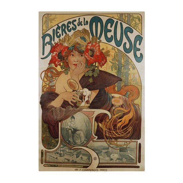 Art deco obrazy Alfons Mucha - Plakat piwa La Meuse