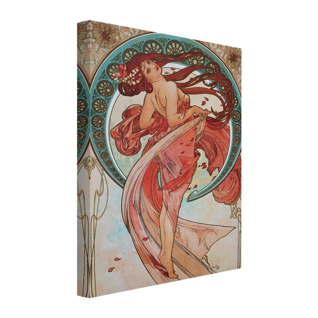 Obraz różowy Alfons Mucha - Cztery sztuki - Taniec