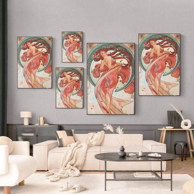 Różowy obraz Alfons Mucha - Cztery sztuki - Taniec