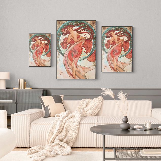 Różowy obraz Alfons Mucha - Cztery sztuki - Taniec