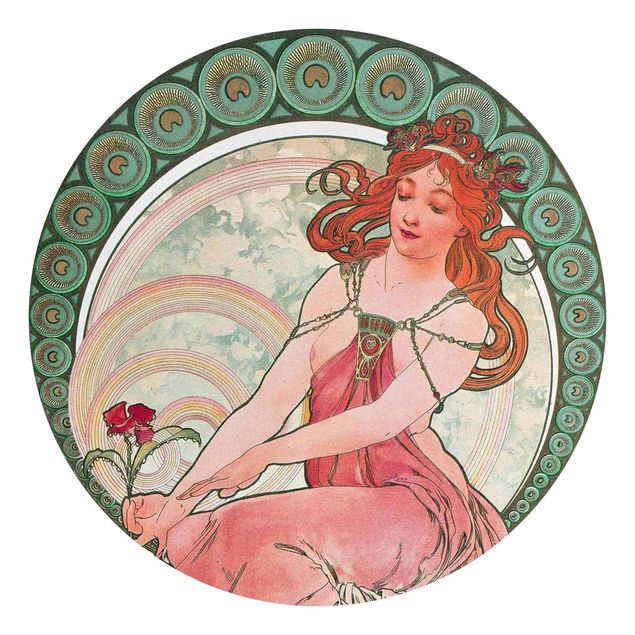 Fototapeta różowa Alfons Mucha - Cztery sztuki - Malarstwo