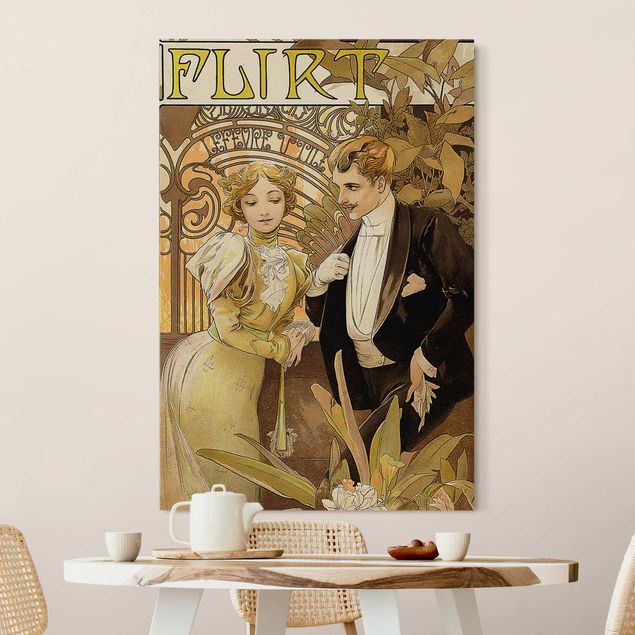 Nowoczesne obrazy do salonu Alfons Mucha - Plakat reklamowy ciastek Flirt