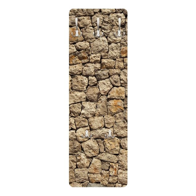Wieszak ścienny - Stary mur z kostki brukowej