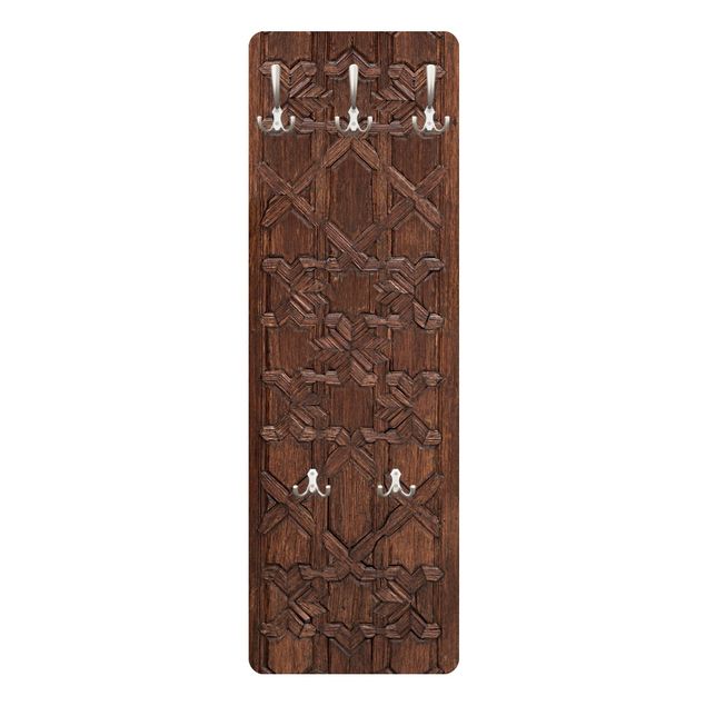 Wieszak ścienny - Stara zdobiona drewniana brama z pałacu Alhambra