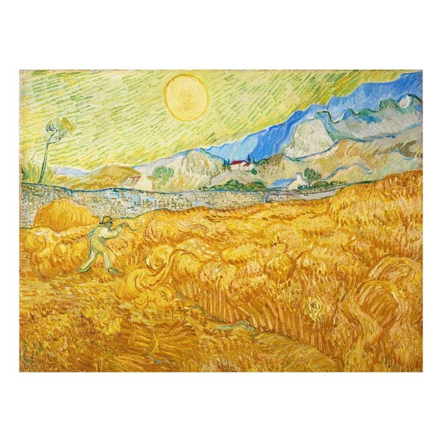 Nowoczesne obrazy do salonu Vincent van Gogh - Pole kukurydzy z żniwiarzem