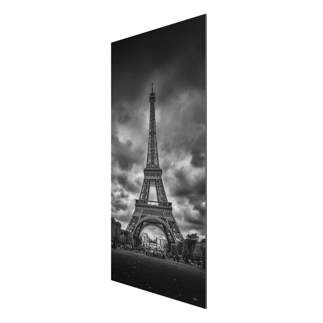 Obrazy nowoczesny Wieża Eiffla na tle chmur, czarno-biała