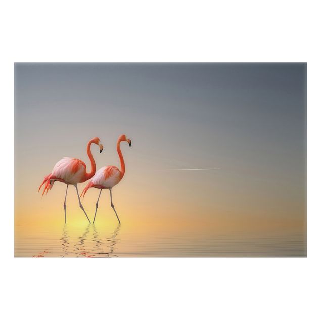 Obrazy do salonu nowoczesne Miłość flaminga