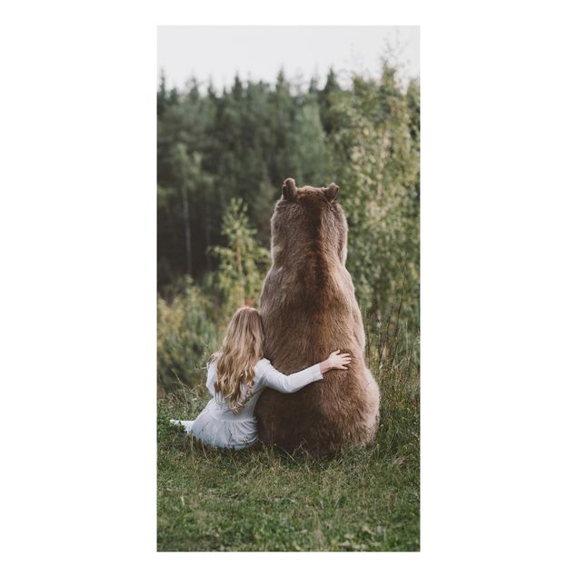 Obraz misia Dziewczynka z niedźwiedziem brunatnym