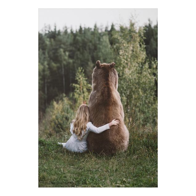 Obraz misia Dziewczynka z niedźwiedziem brunatnym