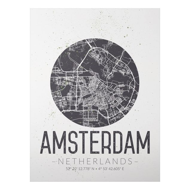 Obrazy do salonu nowoczesne Mapa miasta Amsterdam - Retro