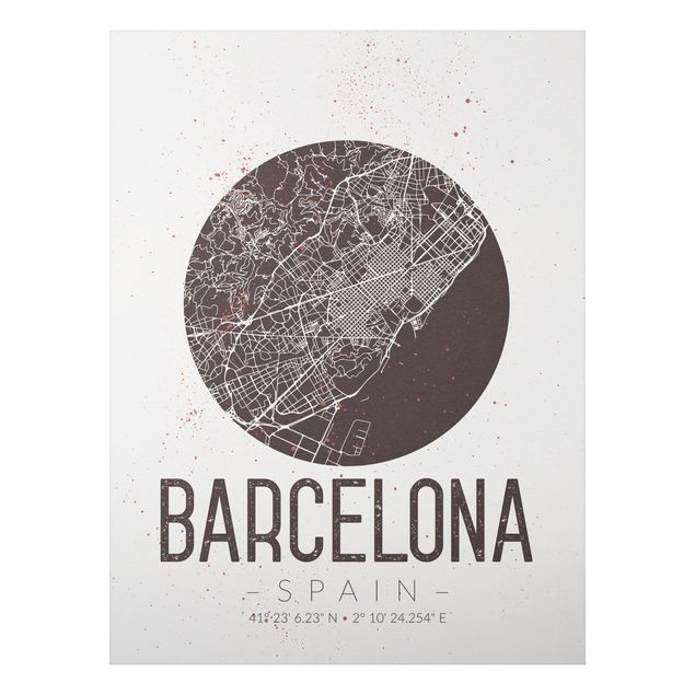 Nowoczesne obrazy do salonu Mapa miasta Barcelona - Retro