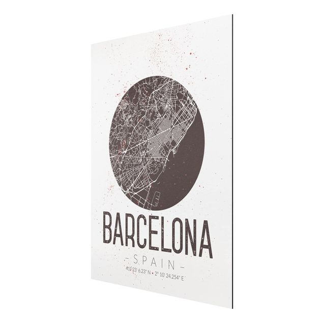Obrazy nowoczesny Mapa miasta Barcelona - Retro
