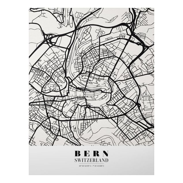 Obrazy do salonu nowoczesne Mapa miasta Berno - Klasyczna