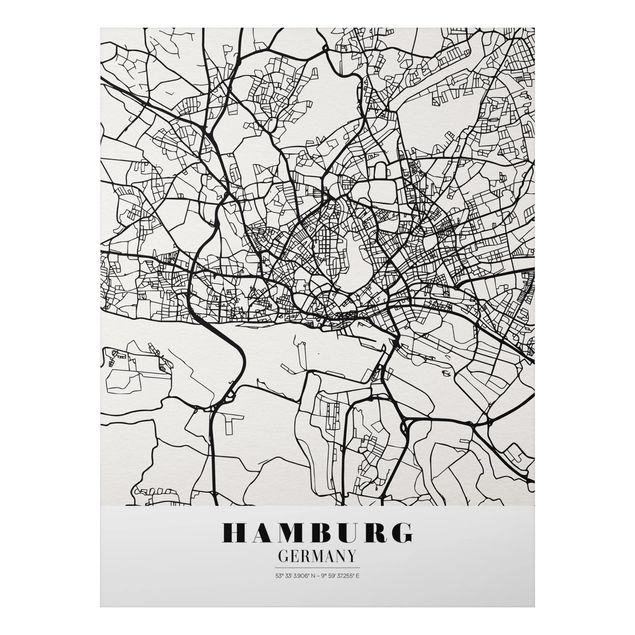 Obrazy do salonu nowoczesne Mapa miasta Hamburg - Klasyczna