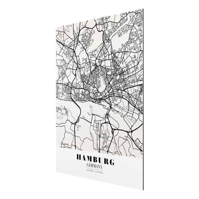 Nowoczesne obrazy Mapa miasta Hamburg - Klasyczna