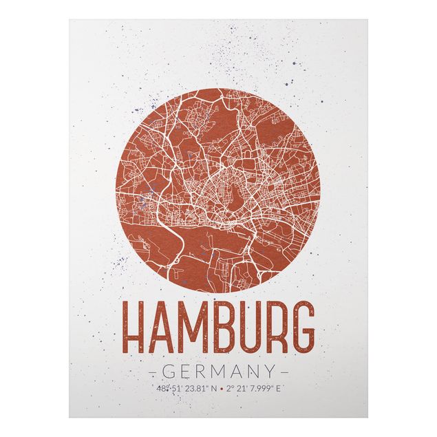Obrazy do salonu Mapa miasta Hamburg - Retro