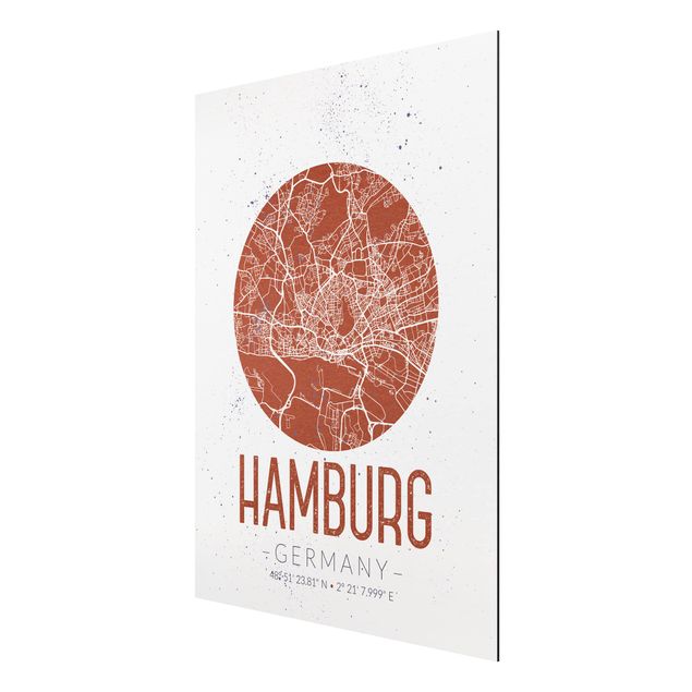 Obrazy nowoczesne Mapa miasta Hamburg - Retro