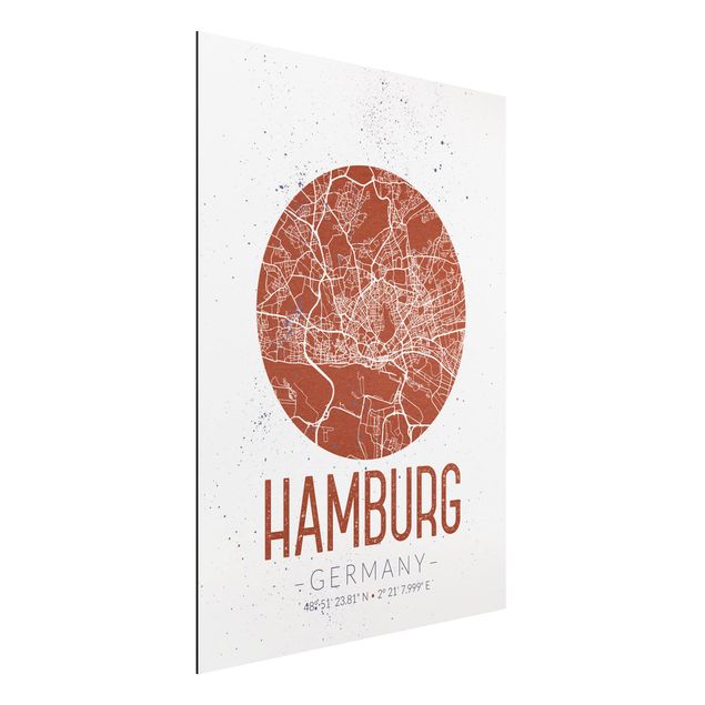 Dekoracja do kuchni Mapa miasta Hamburg - Retro