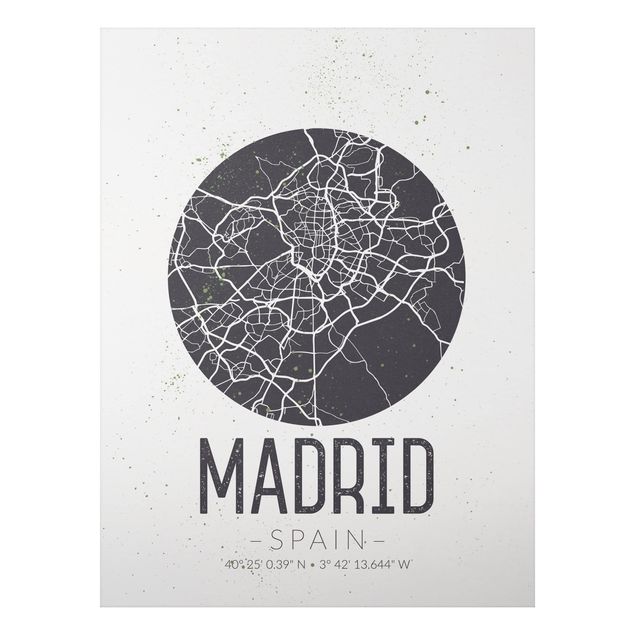 Nowoczesne obrazy do salonu Mapa miasta Madryt - Retro