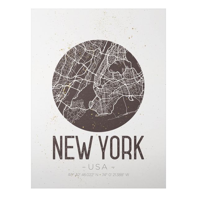 Nowoczesne obrazy do salonu Mapa miasta Nowy Jork - Retro